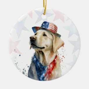 Ornamento De Cerâmica Cachorro Labrador, 4 de julho Personalizado