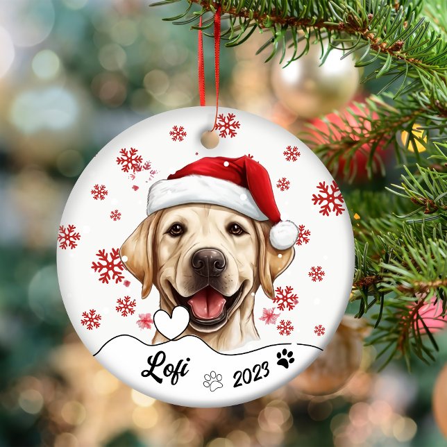 Ornamento De Cerâmica Cachorro Labrador de Natal Personalizado (Criador carregado)