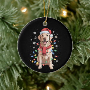 Ornamento De Cerâmica Cachorro Labrador Retriever Chapéu do Papai Noel N