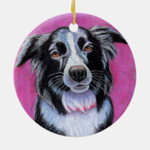 Ornamento De Cerâmica Cachorro-Lua, Borda Collie