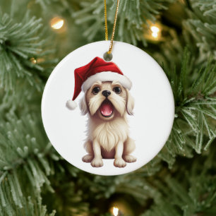 Ornamento De Cerâmica Cachorro Maltês Divertido Personalizado