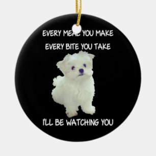 Ornamento De Cerâmica Cachorro Maltês Engraçado Ver Proprietário Cita
