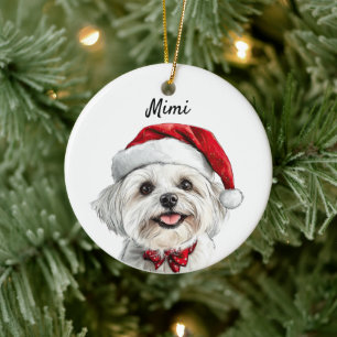 Ornamento De Cerâmica Cachorro Maltês Personalizado