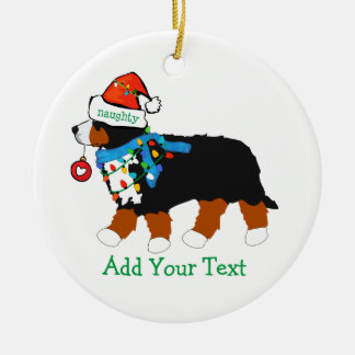 Ornamento De Cerâmica Cachorro Malvado da Montanha Bernese de Natal Pers