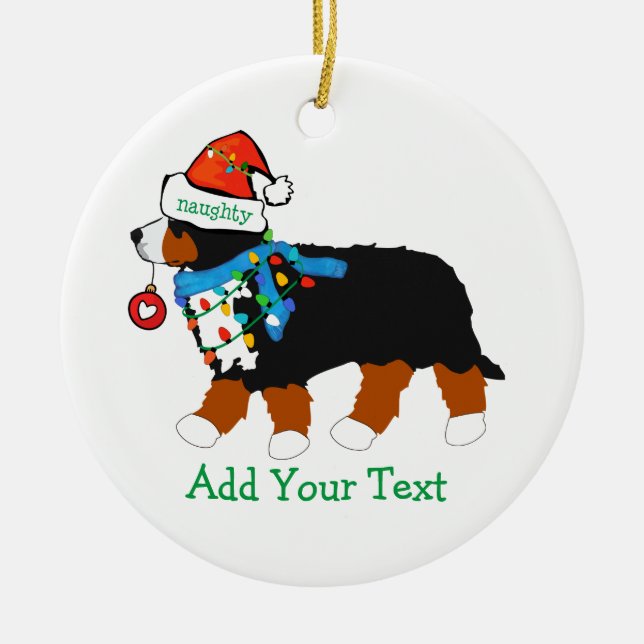 Ornamento De Cerâmica Cachorro Malvado da Montanha Bernese de Natal Pers (Frente)
