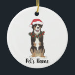 Ornamento De Cerâmica Cachorro-Montanha Personalizado<br><div class="desc">Faça a lista legal este ano com um ornamento personalizado do seu pequeno e favorito cão da montanha entlebucher elf! Para os presentes mais doces,  emparelhe-o com um impressão de arte correspondente ou outro item da minha coleção!</div>