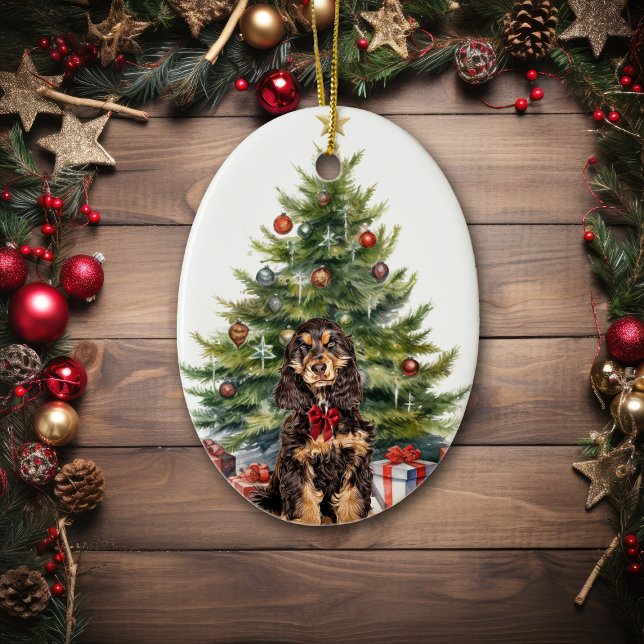 Ornamento De Cerâmica Cachorro Panelado Preto-Arco Vermelho (Criador carregado)