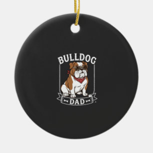 Ornamento De Cerâmica Cachorro Papai Bulldog Óculos de Sol Bandana