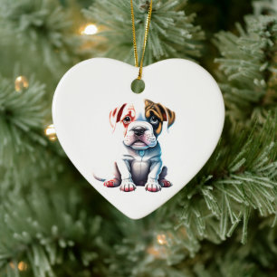 Ornamento De Cerâmica Cachorro Personalizado de Filhote de Cachorro Bull