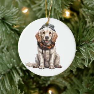 Ornamento De Cerâmica Cachorro Personalizado do Setter Inglês