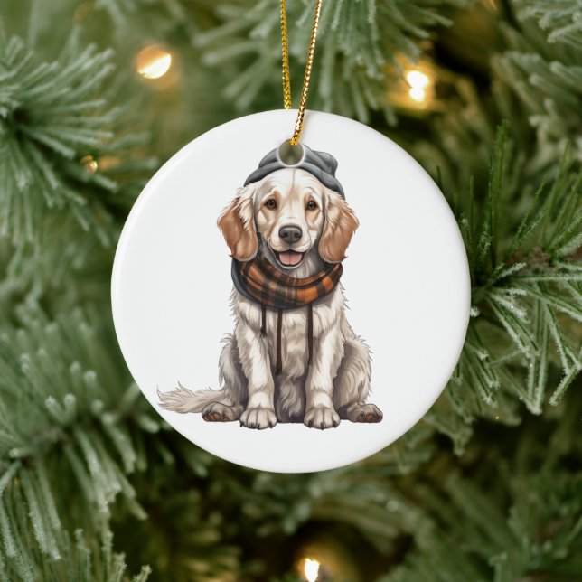 Ornamento De Cerâmica Cachorro Personalizado do Setter Inglês (Árvore)