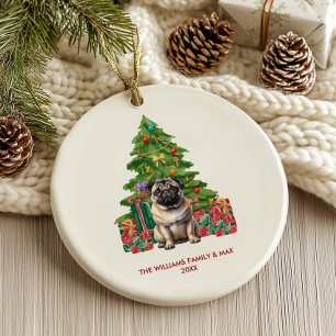 Ornamento De Cerâmica Cachorro Personalizado Natal