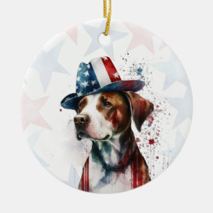 Ornamento De Cerâmica Cachorro Pitbull, 4 de Julho Personalizado