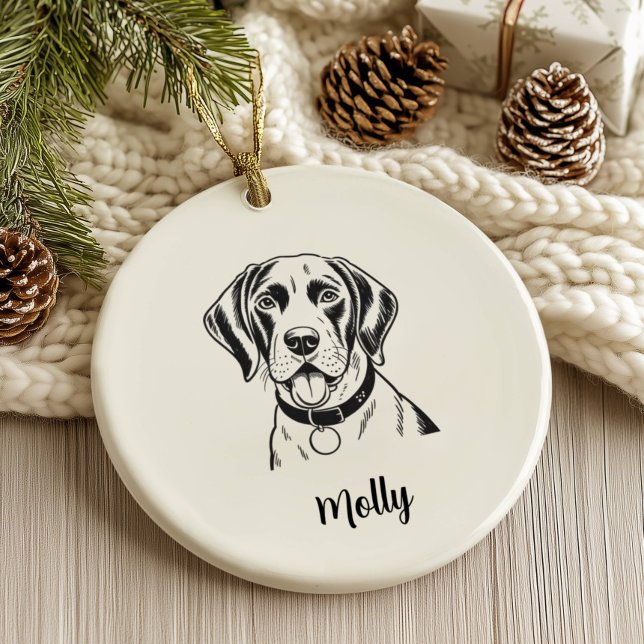 Ornamento De Cerâmica Cachorro Pointer Personalizado Natal (Criador carregado)