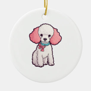 Ornamento De Cerâmica Cachorro Poodle Super Fofo