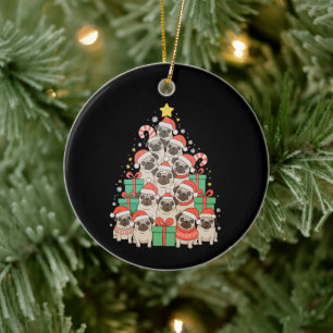 Ornamento De Cerâmica Cachorro Pugs Árvore de Natal Natal Papai Mamãe Fa