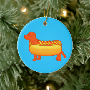 Ornamento De Cerâmica Cachorro-quente Dachshund Adorável