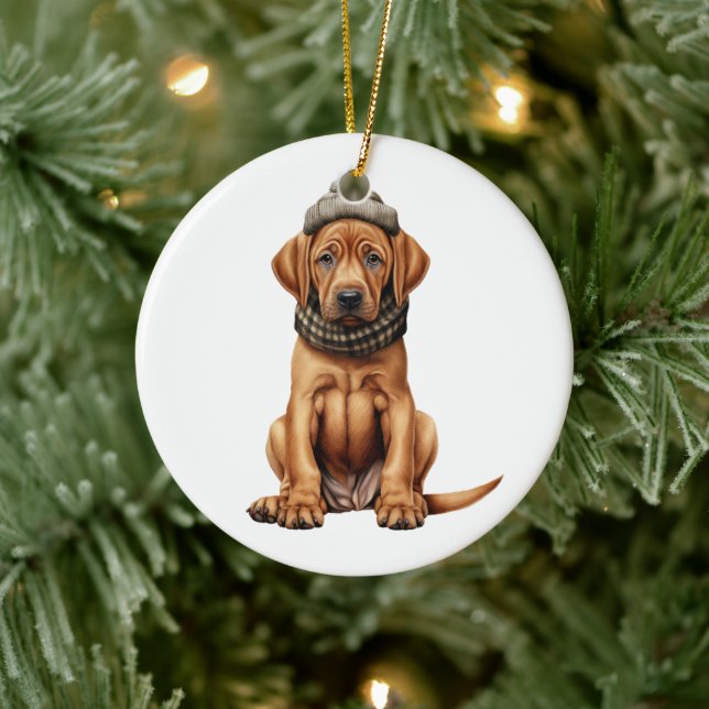Ornamento De Cerâmica Cachorro Ridgeback Personalizado (Árvore)