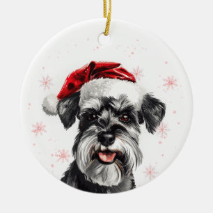 Ornamento De Cerâmica Cachorro Schnauzer Feliz Natal Personalizado
