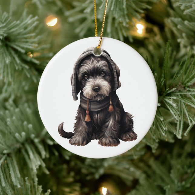Ornamento De Cerâmica Cachorro Schnauzer Gigante Personalizado (Árvore)
