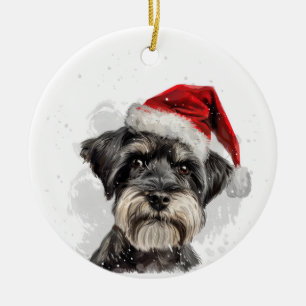 Ornamento De Cerâmica Cachorro Schnauzer Natal Personalizado