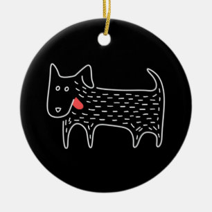 Ornamento De Cerâmica Cachorro Scottie Terrier Língua Vermelha Minimalis