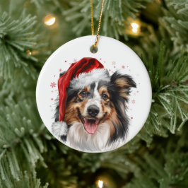 Ornamento De Cerâmica Cachorro Sheltie Feliz Natal Personalizado