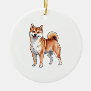 Ornamento De Cerâmica Cachorro Shiba Inu - Fofo e Feliz