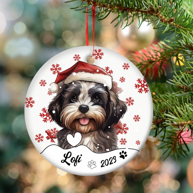 Ornamento De Cerâmica Cachorro Shih Tzu de Natal Personalizado (Criador carregado)