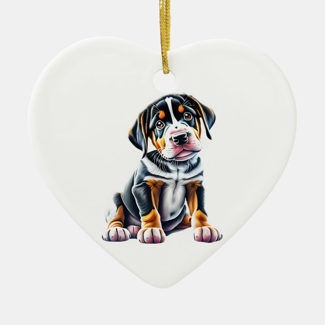 Ornamento De Cerâmica Cachorro Suíço Maior Personalizado (Frente)