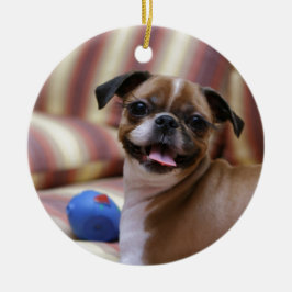 Ornamento De Cerâmica Cachorro Super Fofo com sua bola favorita