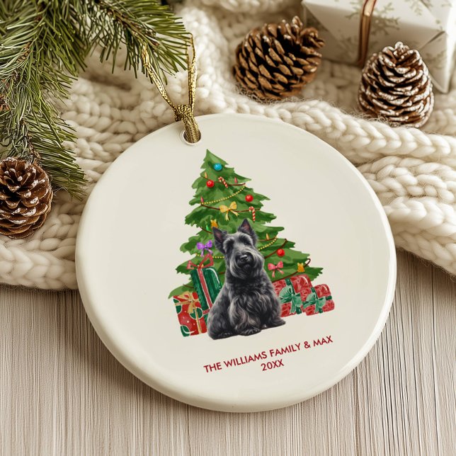 Ornamento De Cerâmica Cachorro Terrier escocês personalizado Natal (Criador carregado)