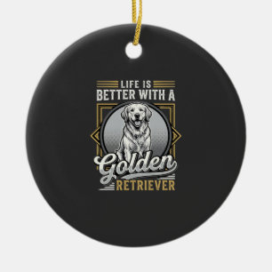 Ornamento De Cerâmica Cachorro Vida De Retriever Dourado É Melhor