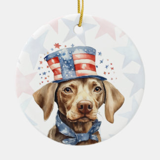 Ornamento De Cerâmica Cachorro Weimaraner, 4 de julho Personalizado