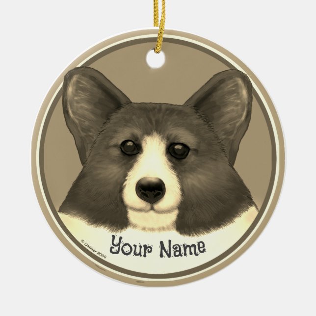 Ornamento De Cerâmica cachorro Welsh Corgi (Frente)