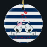 Ornamento De Cerâmica Cachorros Adoráveis Apaixonados em Striped-Persona<br><div class="desc">Cães adoráveis apaixonados por você.</div>
