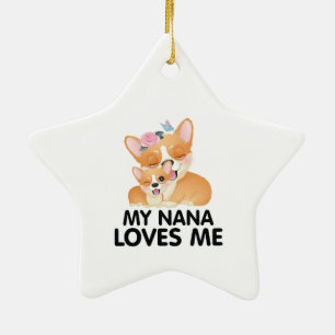 Ornamento De Cerâmica Cachorros de Corgi Bonitos - Minha Nana Me Ama
