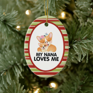 Ornamento De Cerâmica Cachorros de Corgi Bonitos - Minha Nana Me Ama