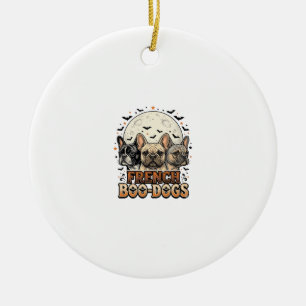 Ornamento De Cerâmica Cachorros Franceses de Halloween Engraçados Vintag
