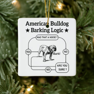 Ornamento De Cerâmica Cachorros Lógicos de Barking do Bulldog Americano