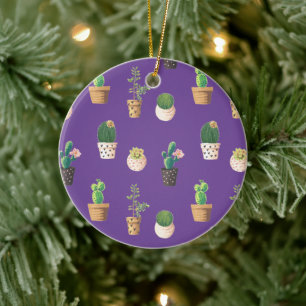 Ornamento De Cerâmica Cacto Suculento do Deserto Verde em Potes