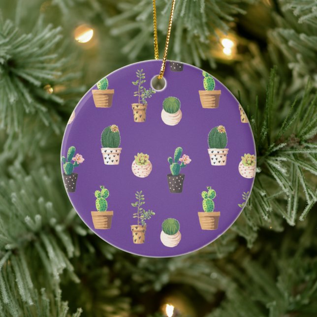 Ornamento De Cerâmica Cacto Suculento do Deserto Verde em Potes (Árvore)