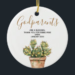 Ornamento De Cerâmica Cactus Christmas Godparent Family Keepsaname<br><div class="desc">Cactus Christmas Padrões Familiares Nome pode ser mudado para qualquer texto</div>