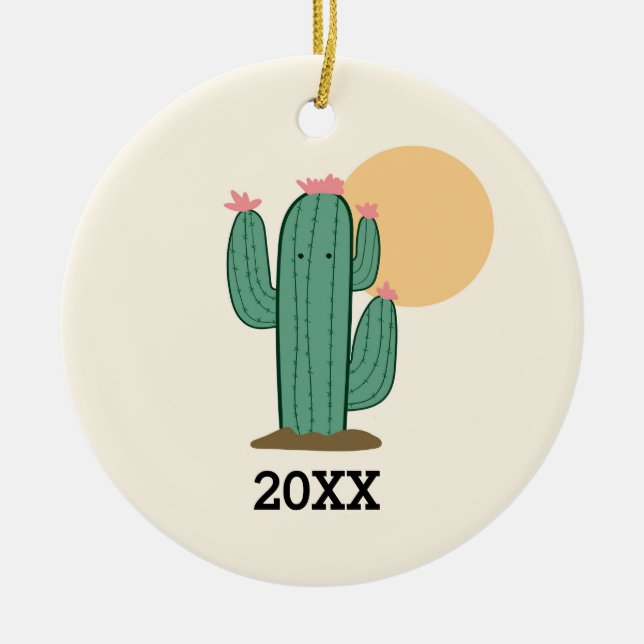 Ornamento De Cerâmica Cactus Themed Ornament (Frente)