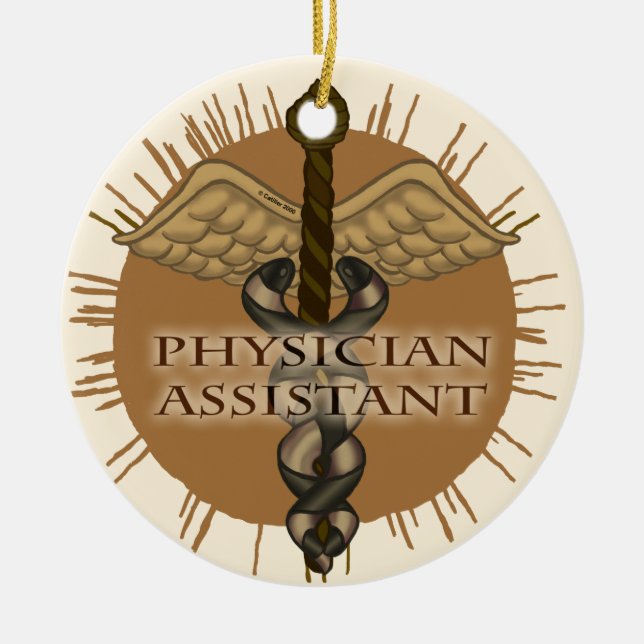 Ornamento De Cerâmica Caduceu de Assistente Médico (Frente)