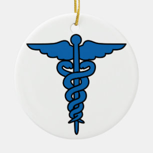Ornamento De Cerâmica Caduceus Médicos do Exército