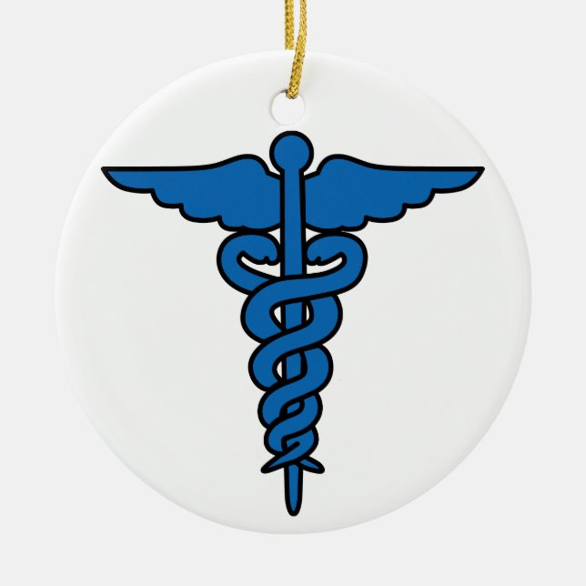 Ornamento De Cerâmica Caduceus Médicos do Exército (Frente)