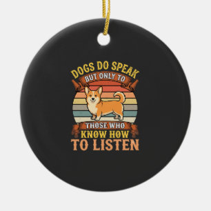 Ornamento De Cerâmica Cães Corgi Falam Citação Vintage