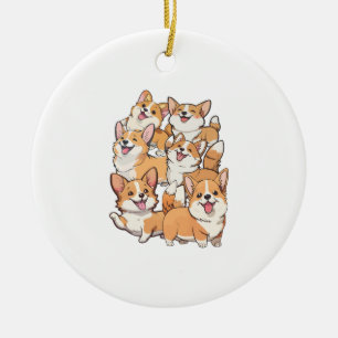 Ornamento De Cerâmica cães Corgi felizes