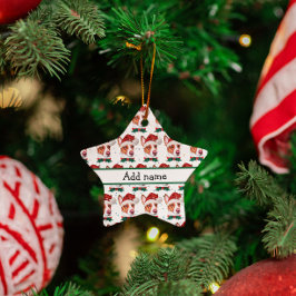 Ornamento De Cerâmica Cães da Raça Podengo Português Estrelas de Natal